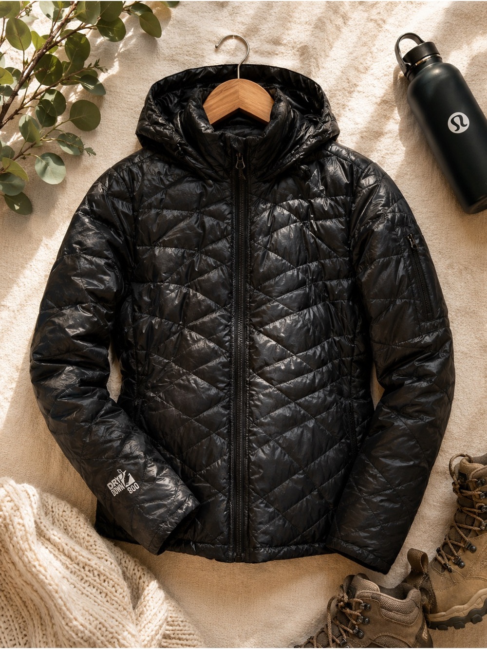 Sierra Designs 800 Fill DryDown Hooded Puffer Jacket Medium
